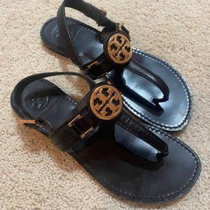 Tory Burch BRYCE Black T-Strap Sandals Size 7M